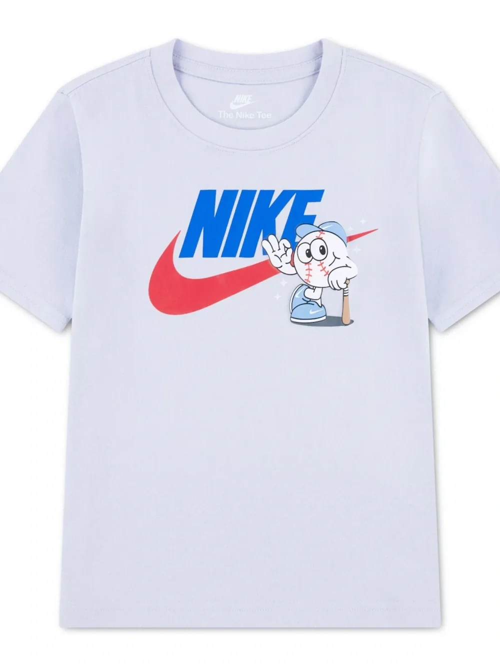 Nike Boys Futura Baseball Character Graphic T-Shirt Light Blue 5 Youth NWT